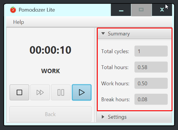 pomodozer lite summary