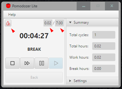 Pomodozer Lite v1.2 - UI improvements